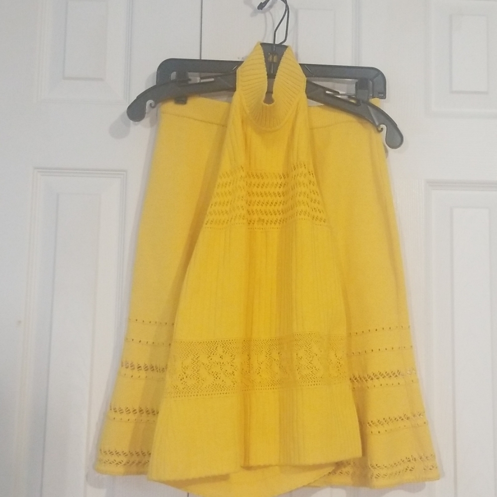 St. John Bright Yellow Knit Two-Piece Skirt Set